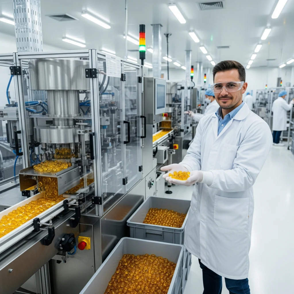 phara expert holding soft gelatin capsule - Evitalife Science