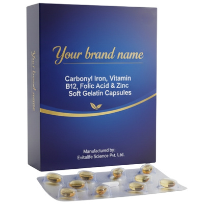 Carbonyl Iron, Vitamin B12, Folic Acid & Zinc Soft Gelatin Capsules - Evitalife Science