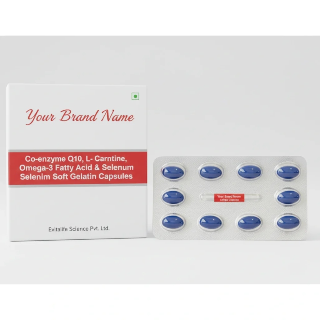 Co-enzyme Q10, L- Carnitine softgel capsules manufacturer - evitalife science