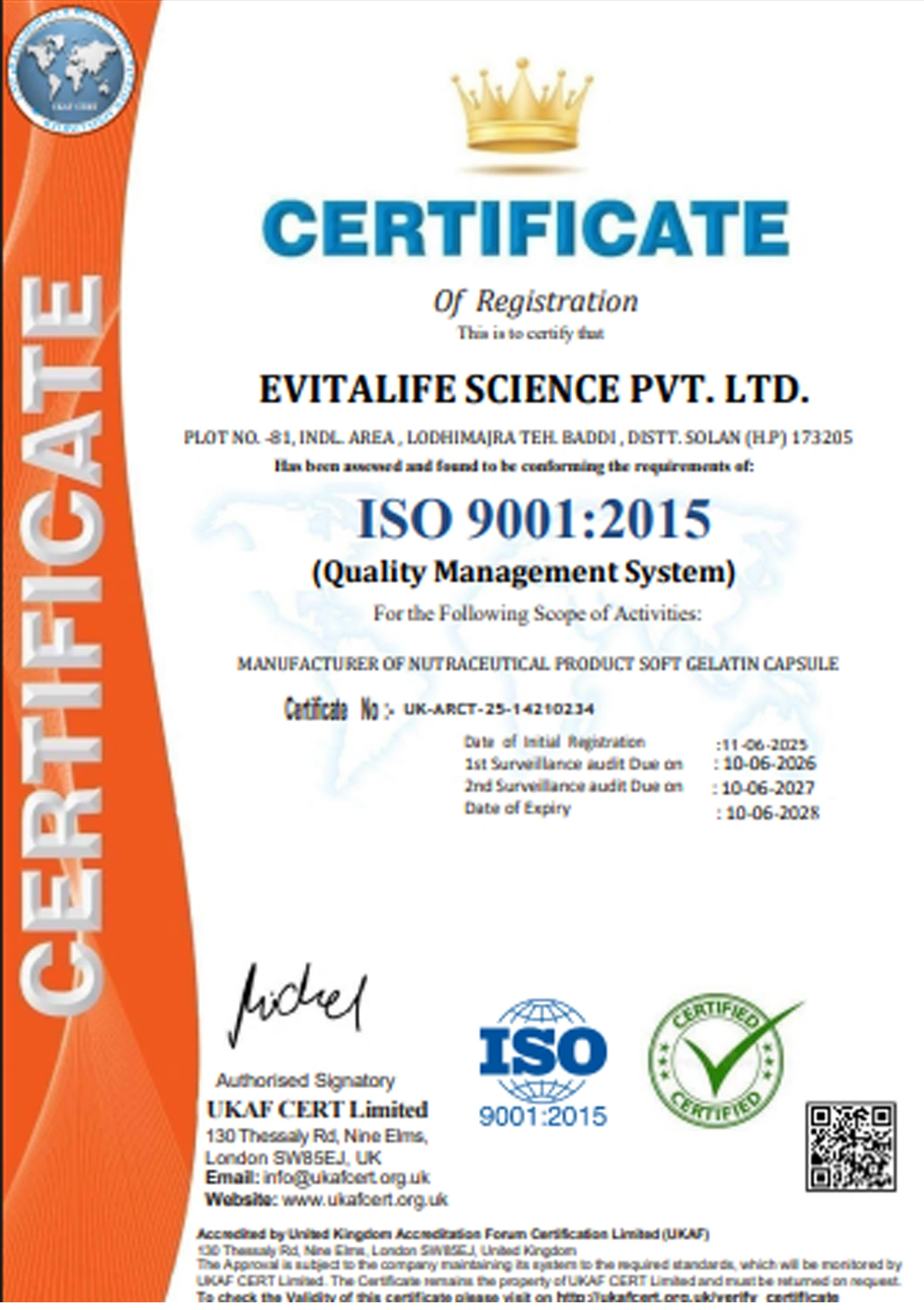 ISO 9001 Certificate