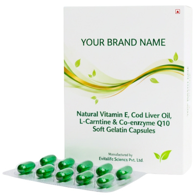 Natural Vitamin E, Cod Liver Oil, L-Carnitine & Co-enzyme Q10 Soft Gelatin Capsules - Evitalife Science