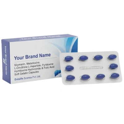 Silymarin, Metadoxine, L-Ornithine L-Aspartate, Pyridoxine Hydrochloride & Folic Acid - Softgel Capsules - Evitalife Science