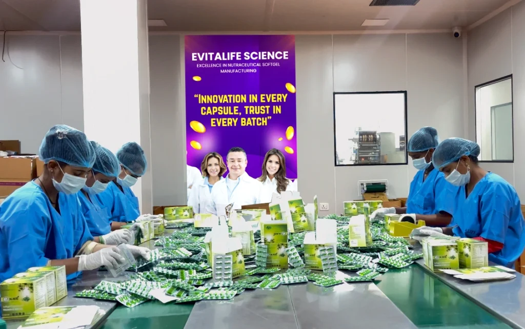 softgel capsules packing area - Evitalife Science
