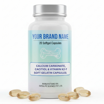 Calcium Carbonate, Cacitiol & Vitamin K2-7 Softgel capsules - Evitalife Science