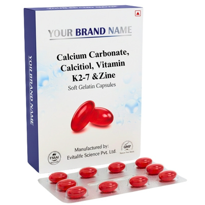 Calcium Carbonate, Calcitiol, Vitamin K2-7 & Zine Softgel Capsules - Evitalife Science