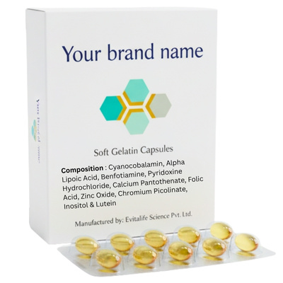 Cyanocobalamin, Alpha Lipoic Acid, Benfotiamine, Pyridoxine Hydrochloride, Calcium Pantothenate, Folic Acid, Zinc Oxide, Chromium Picolinate, Inositol & Lutein Softgel Capsules - Evitalife Science