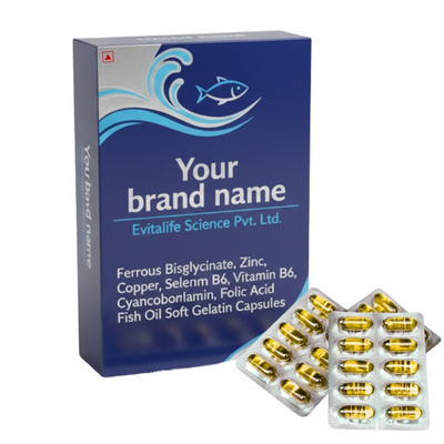 Ferrous Bisglycinate, Zinc, Copper, Selenium, Vitamin B6, Cyanocobalamin, Folic Acid Fish Oil Soft Gelatin Capsules - Evitalife Science