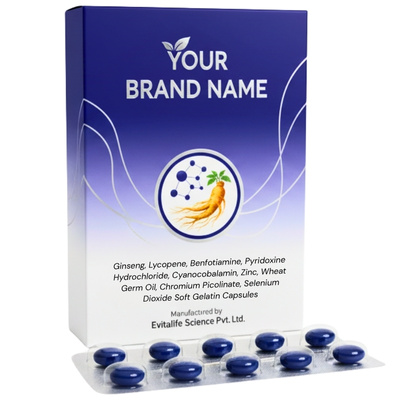 Ginseng, Lycopene, Benfotiamine, Pyridoxine Hydrochloride, Cyanocobalamin, Zinc, Wheat Germ Oil, Chromium Picolinate, Selenium Dioxide Soft Gelatin Capsules - Evitalife Science