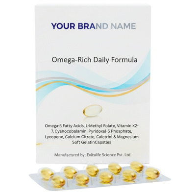 Omega-3 Fatty Acids, L-Methyl Folate, Vitamin K2-7,Cyanocobalamin, Pyridoxal-5 Phosphate, Lycopene, Calcium Citrate, Calctriol & Magnesium Soft Gelatin Capstles Wheat Germ Oil Softgel Capsules- Evitalife Science