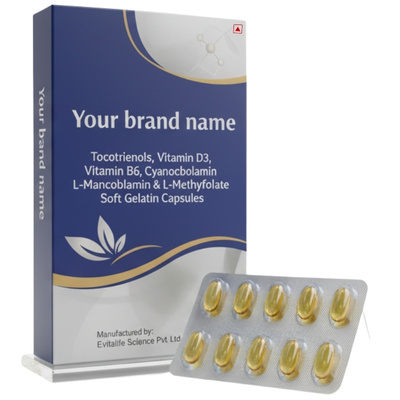 Tocotrienols, Vitamin D3, Vitamin B6, Cyanocobalamin & L-Methylfolate Soft Gelatin Capsules - Evitalife Science